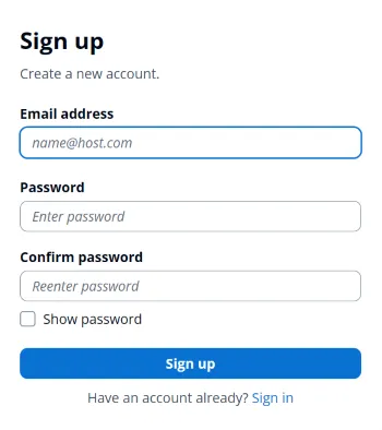 Create Account Dialog